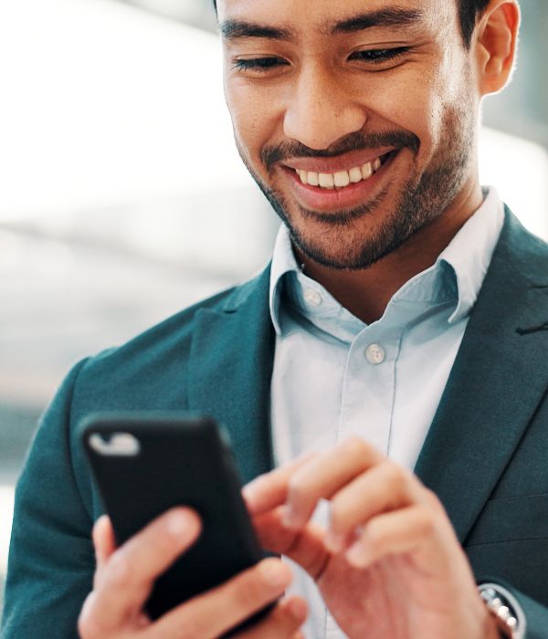 Man Texting AI App Coalition Man
